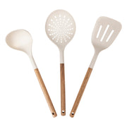 Set of 3 Acacia and Polyester Kitchen Utensils