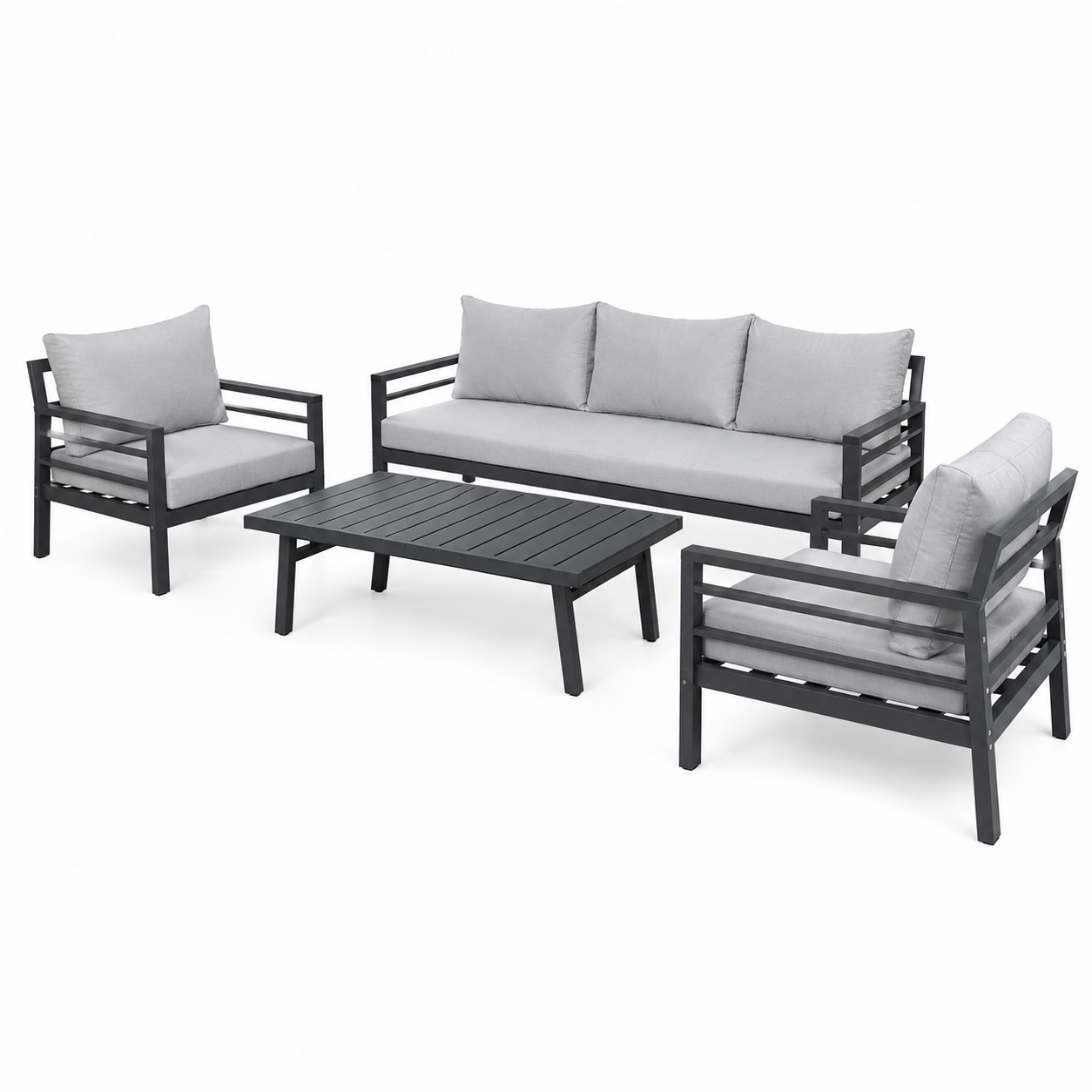OUTDOOR ALUMINUM SET 3+1+1 WITH TABLE