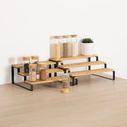 Set of 2 extendable spice shelves – Bamboo & Steel Kitchen Rack