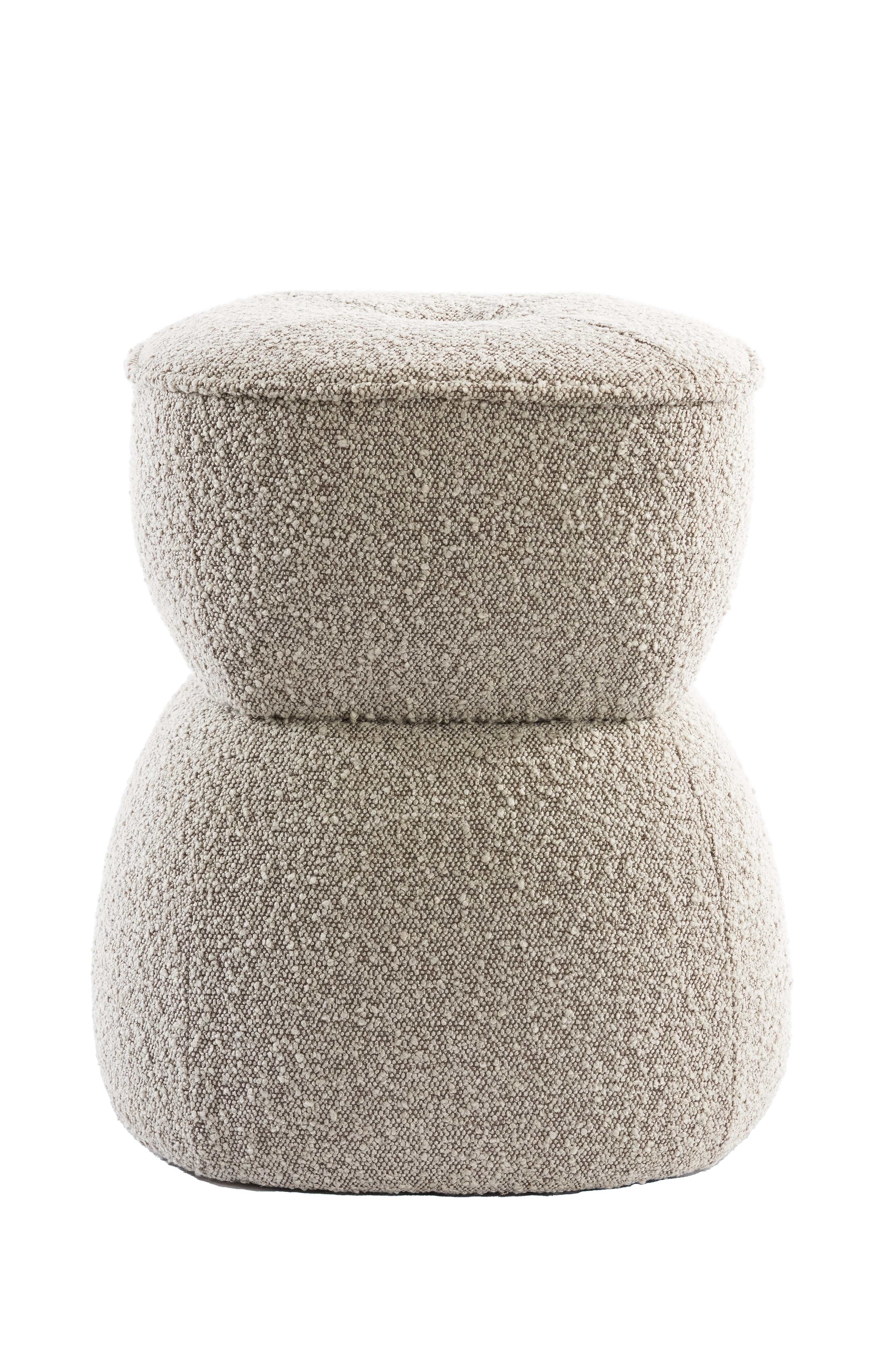 Pouf Beige Hourglass Shape Upholstered Modern Seating