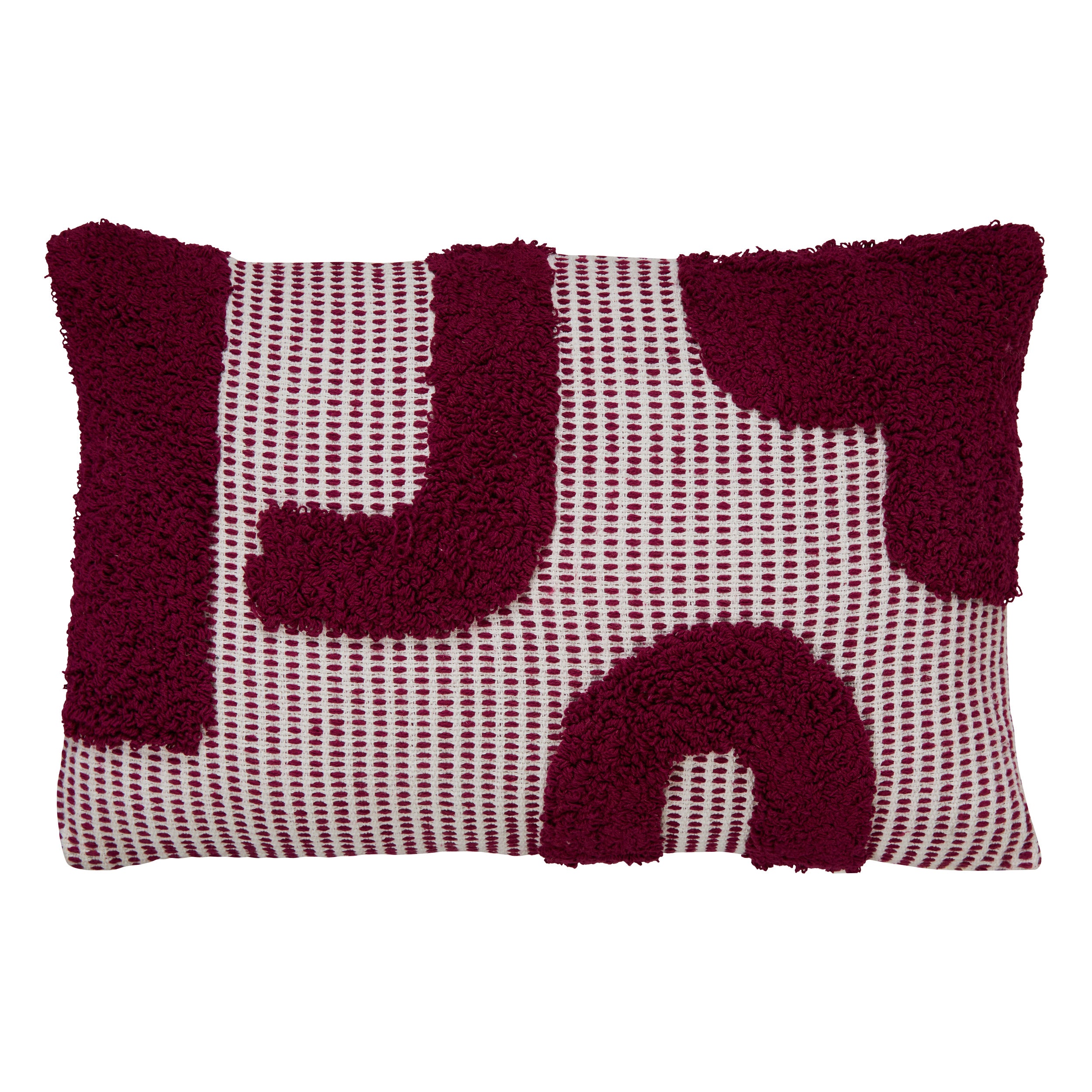 Poppy Rectangular Cushion – Tufted Cotton Removable Cover 58x38 cm