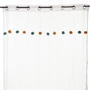 Blue and Ocher Pompom Curtain