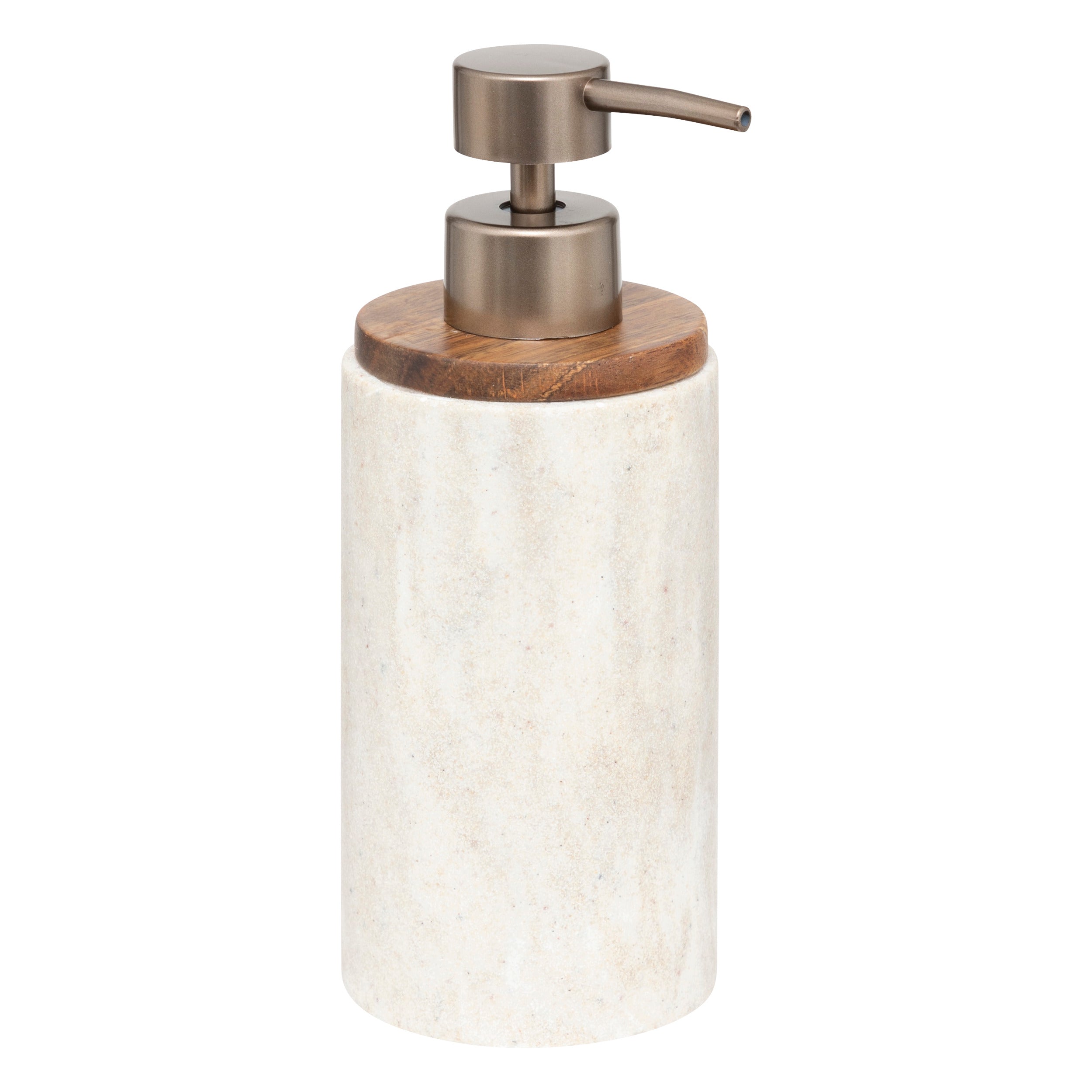 Soap Dispenser Come — Polyresin Stone-Look Dispenser with Wood Top