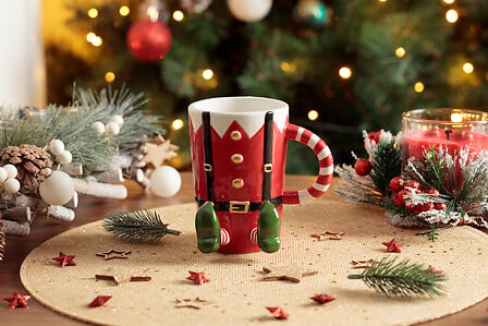 Elf Mug 30 cl Ceramic — Festive Dolomite Mug with 3D Elf Legs