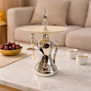 Metal Serving Stand with Plate Polished Metallic Finish