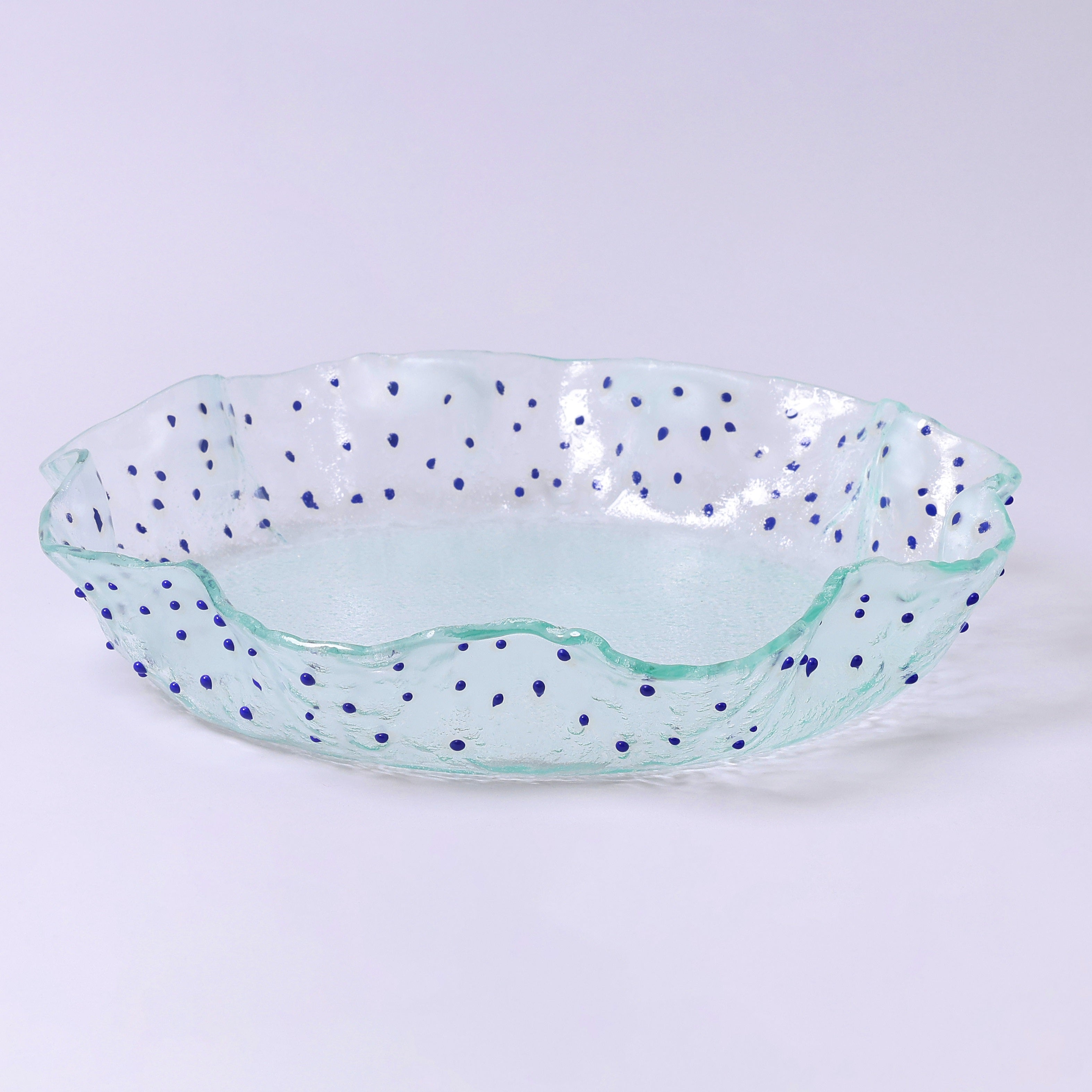 Handmade Glass Serving Plate with Colorful Pattern