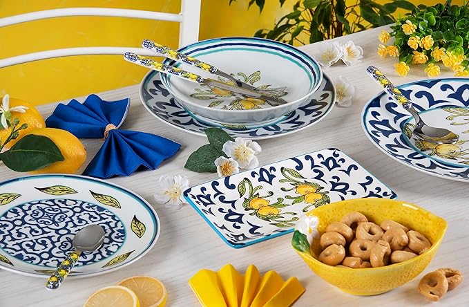 Amalfi Dinner Set Porcelain with Lemon Majolica Print