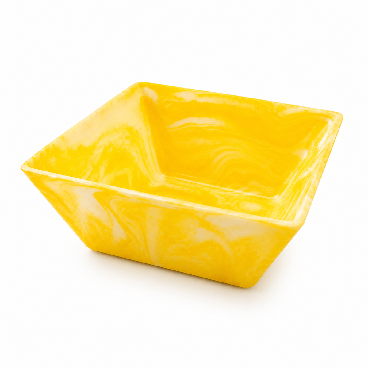 Yellow Resin Square Salad Bowl – 24 × 24 × 10 cm