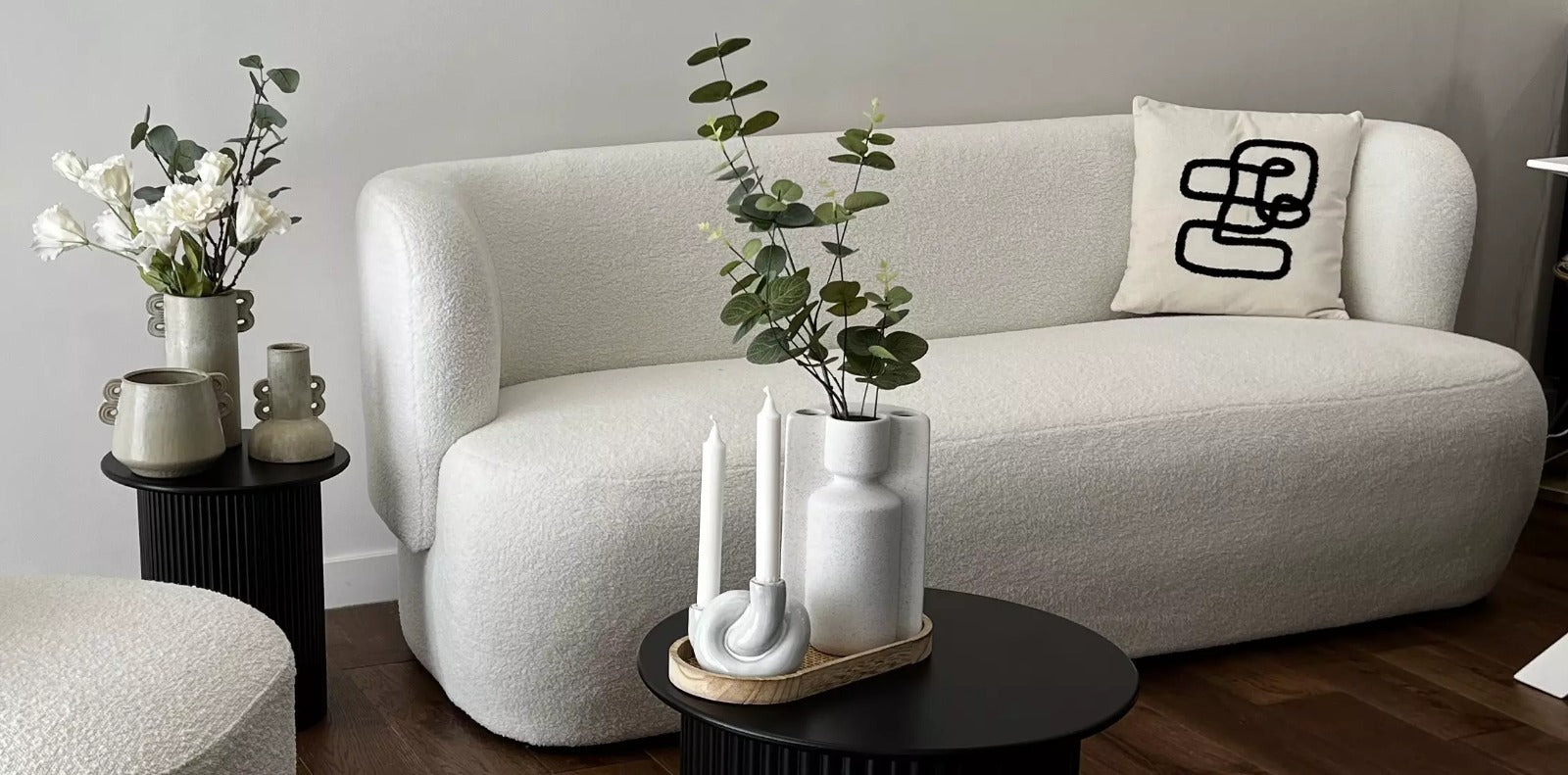 Soft White 3-Seater Armchair Sofa in Cuddly Terry Cloth Fabric