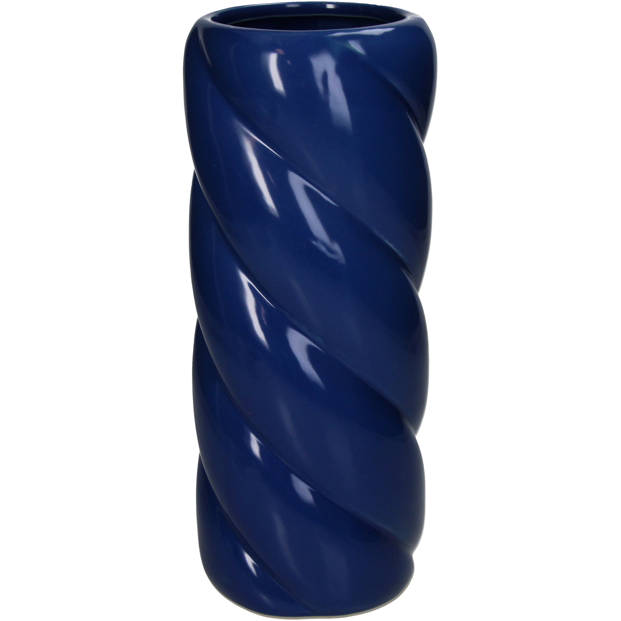 Planter Twisted Fine Earthenware Blue Ceramic Vase, 30.5 cm Decorative Accent