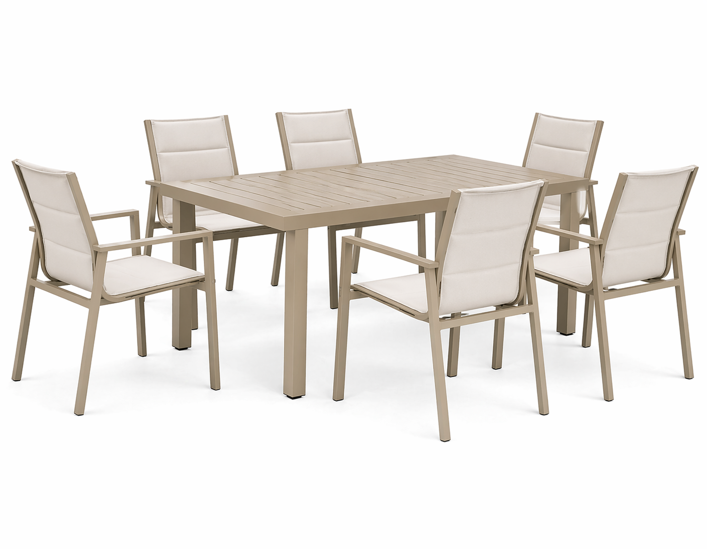 Extendable Aluminum Dining Set 6 Chairs, Table 90/180 × 90 × 75 cm