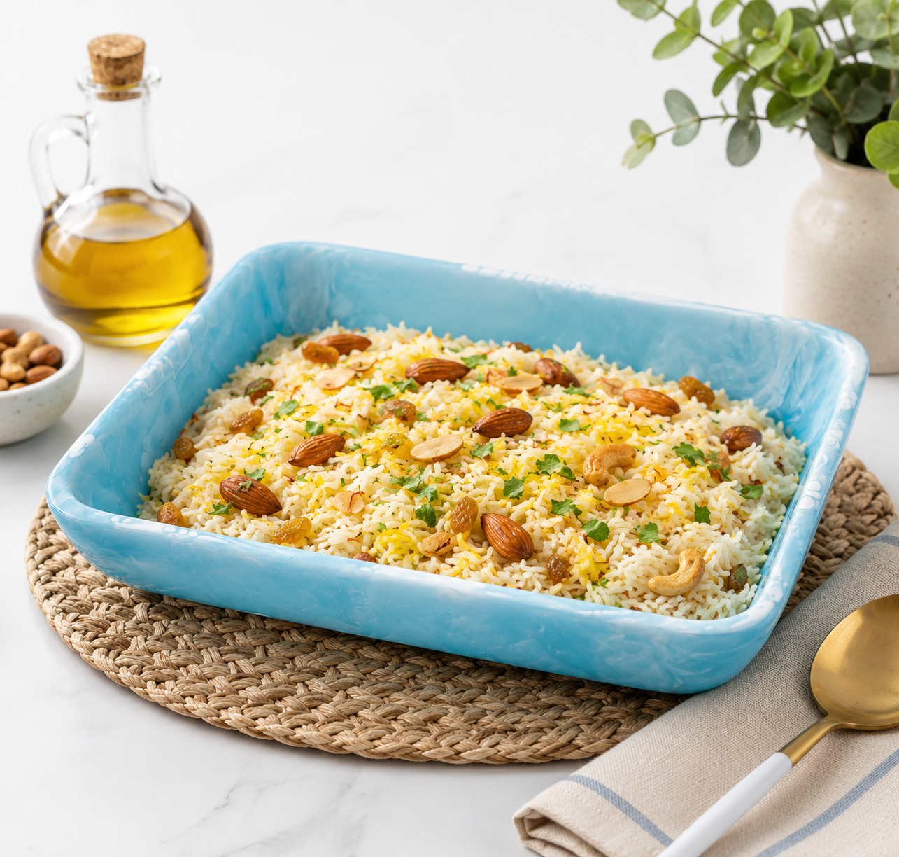 Blue Resin Rectangular Flat Serving Dish – 31 × 21 × 5.5 cm