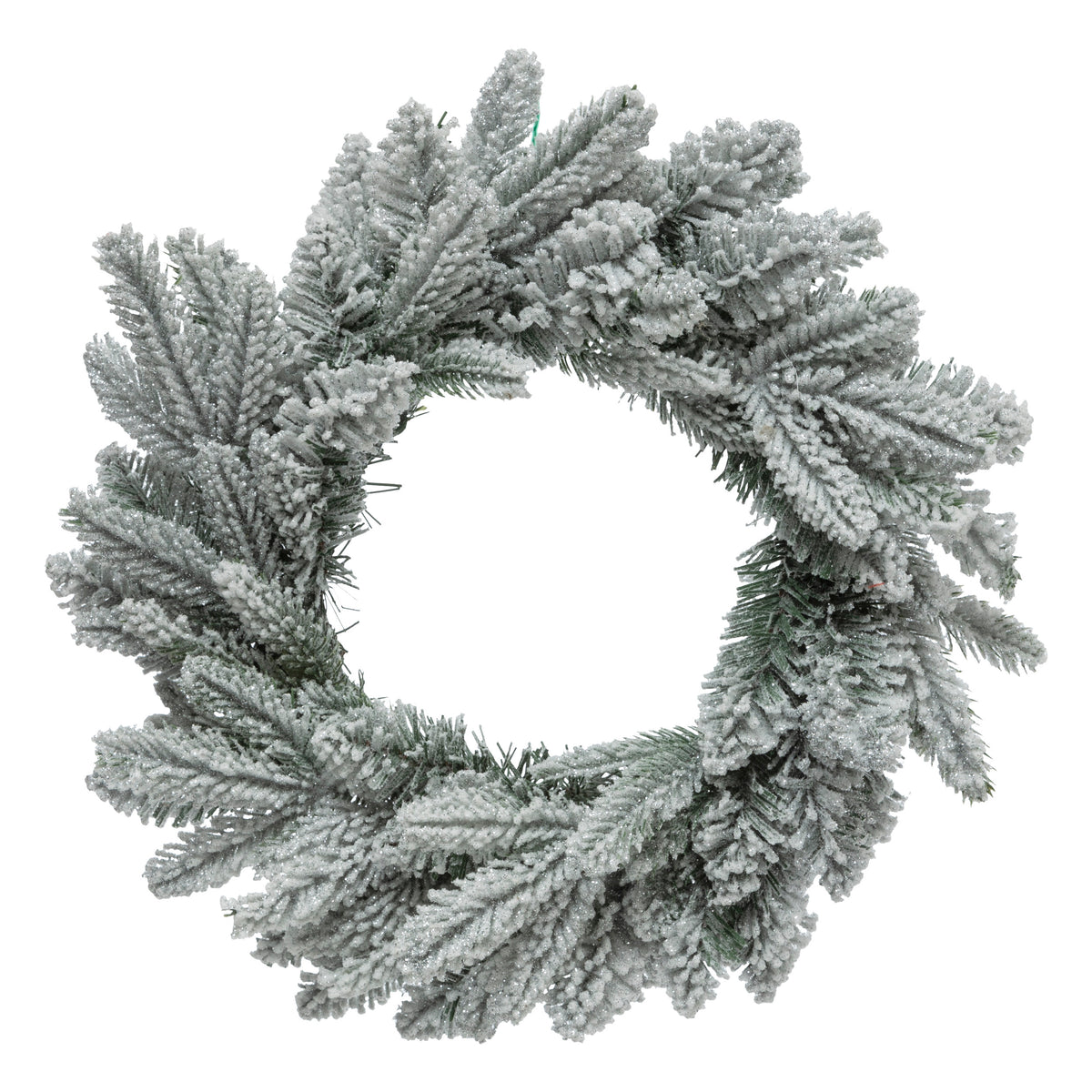 Frosty Wreath - 40 cm Snow-Flocked PVC & Steel Christmas Wreath