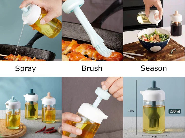 Glass Oil Sprayer with Silicone Brush - 230 ml