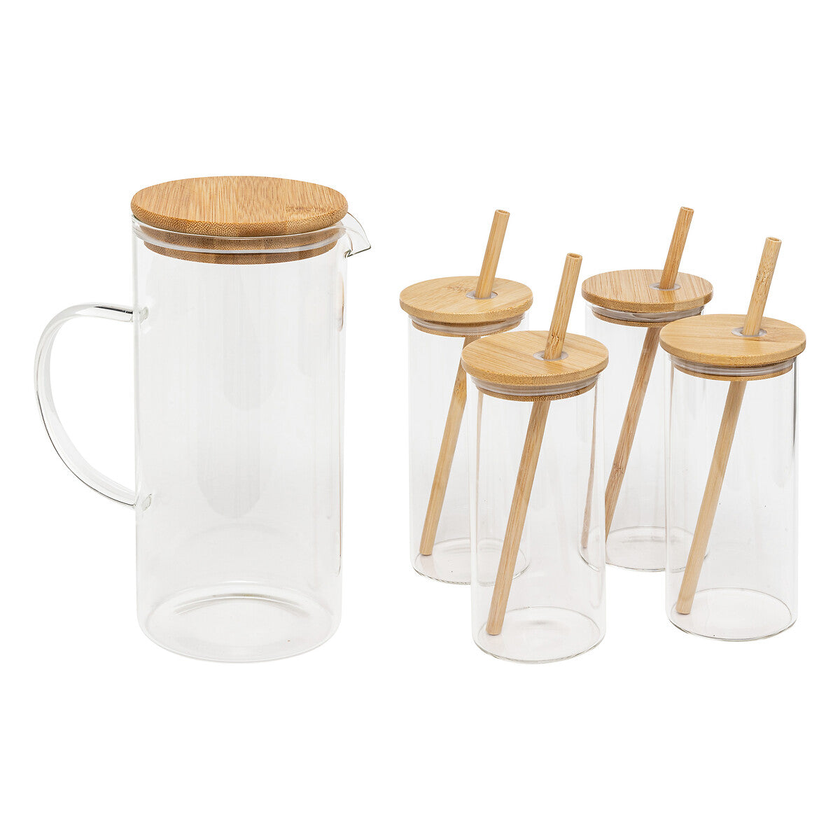 Bamboo Jar and Pitcher Set - 5 Piece