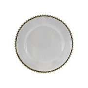 Golden Transparent Beaded Placemat Decorative Charger Plate 33cm