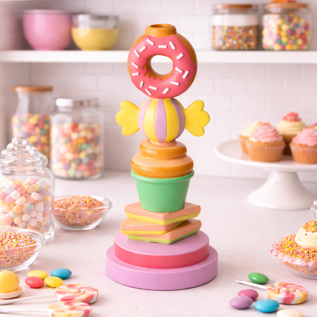 Donut Candle Holder with Glitter Finish - Colorful Home Decor
