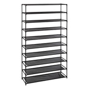 10-Tier Shoe Rack, Black Fabric