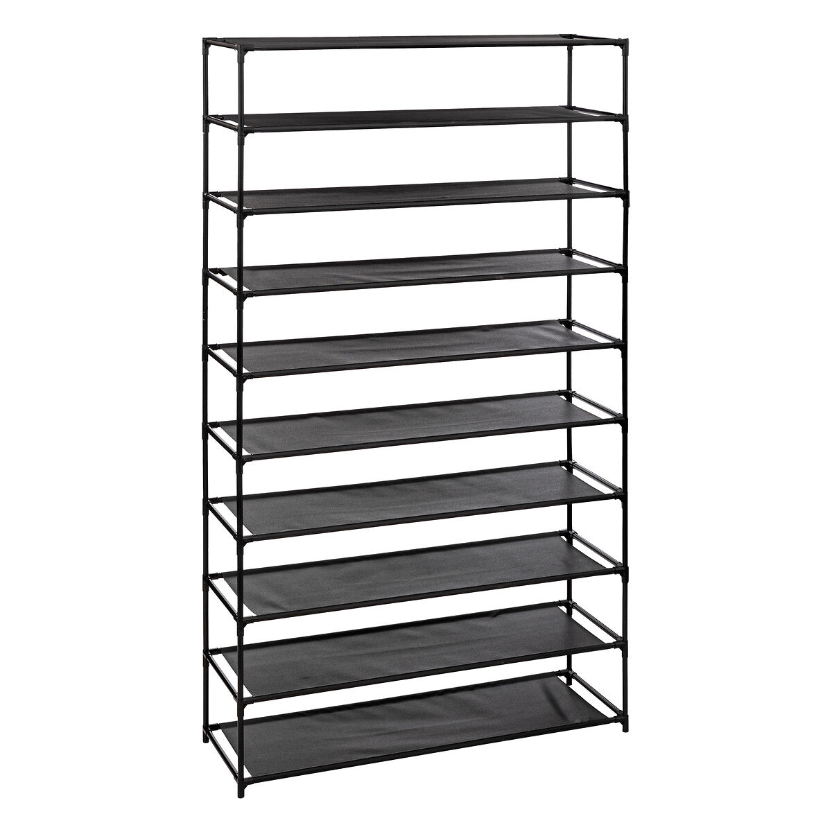 10-Tier Shoe Rack, Black Fabric