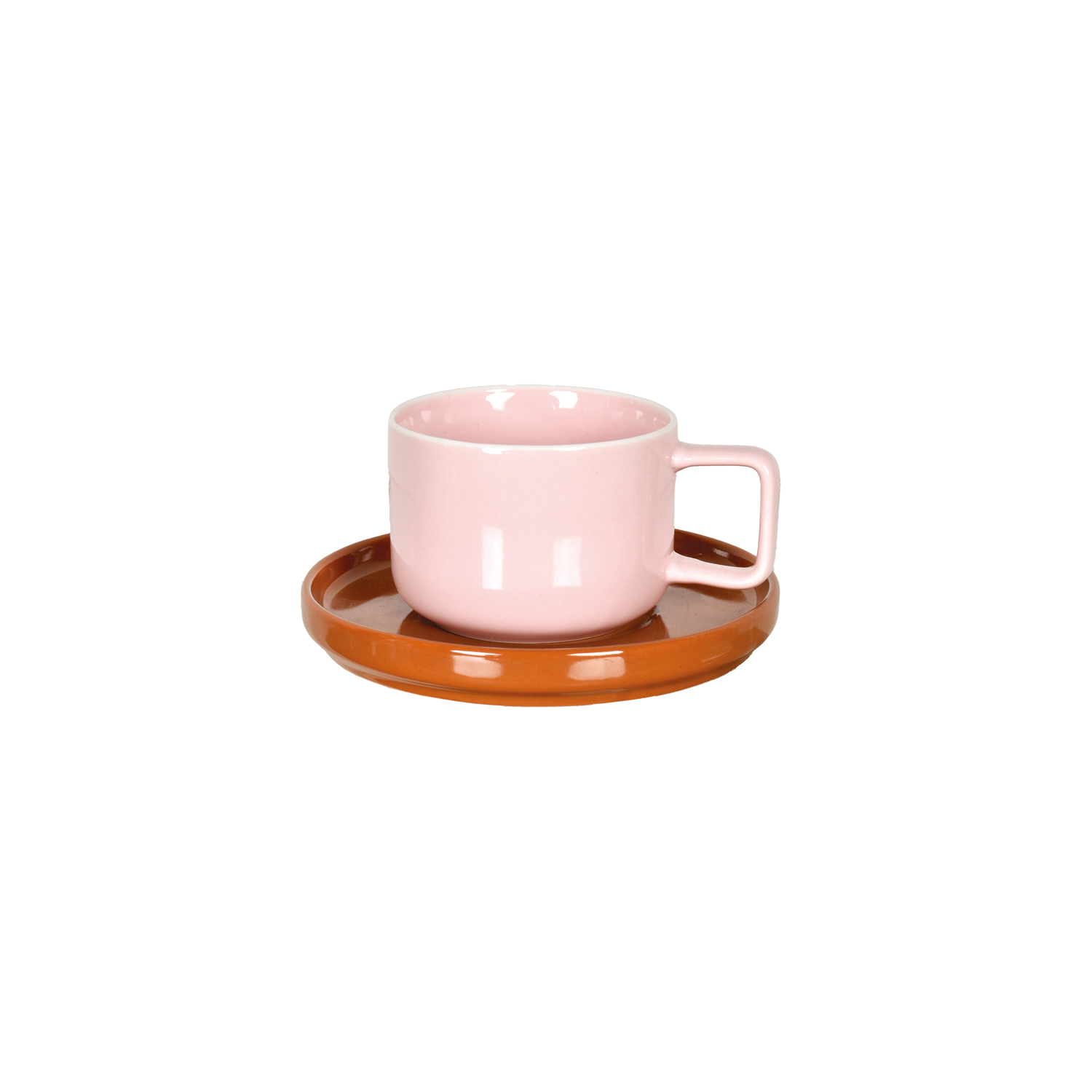 Chic Mug with Saucer Two-Tone Earthenware Cup Set for Kitchen
