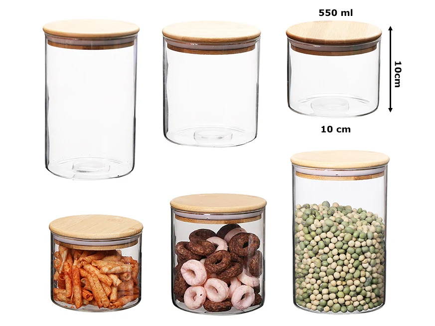 Glass Round Jar with Wooden Lid