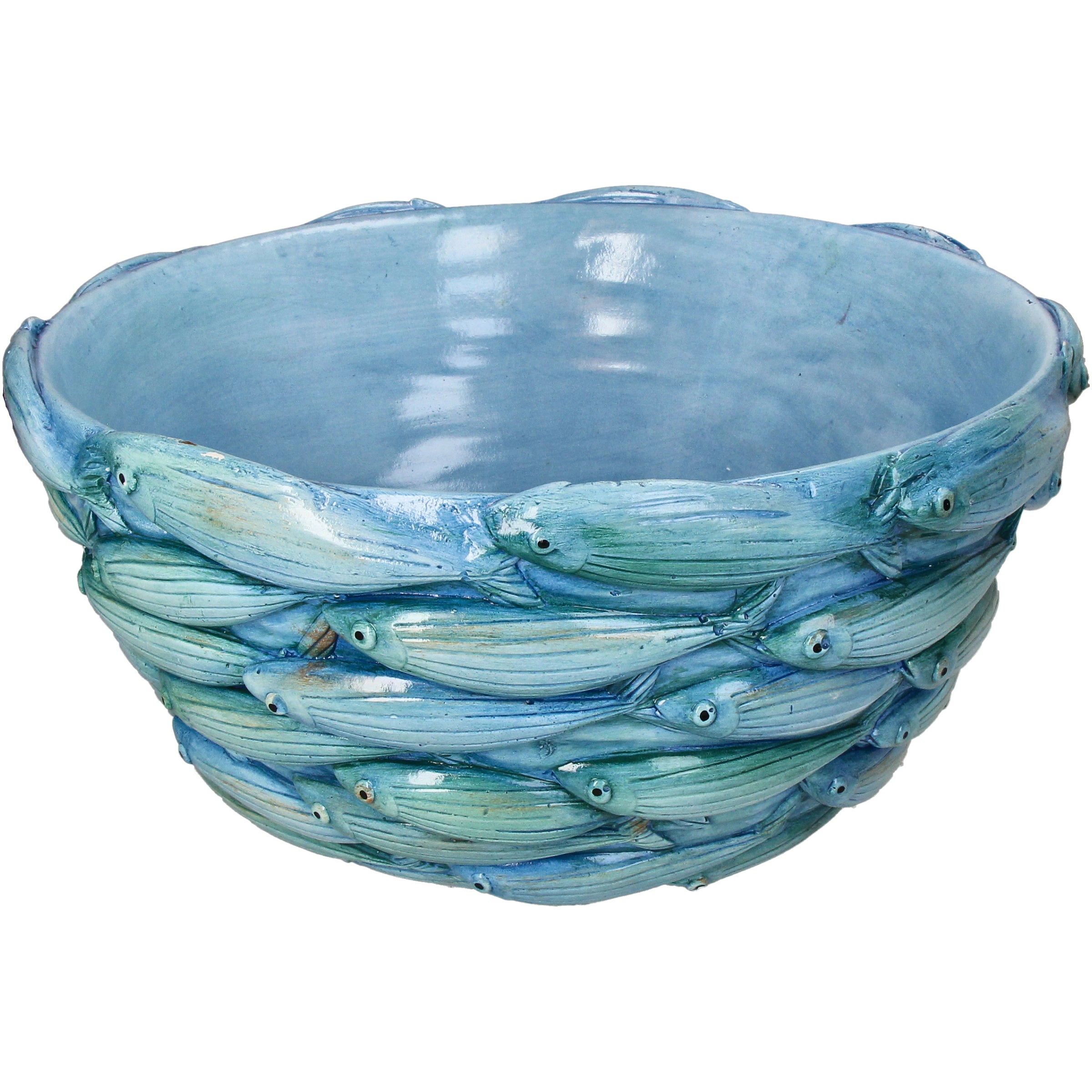 Planter Fishes MGO Blue Decorative Earthenware Flower Pot