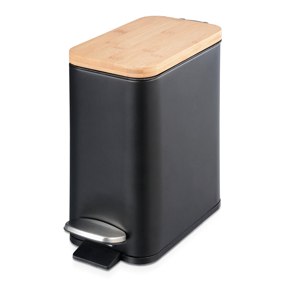Rectangle Pedal Bin with Bamboo Flat Lid