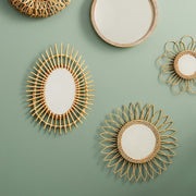 Oval Rattan Mirror with Natural Braiding