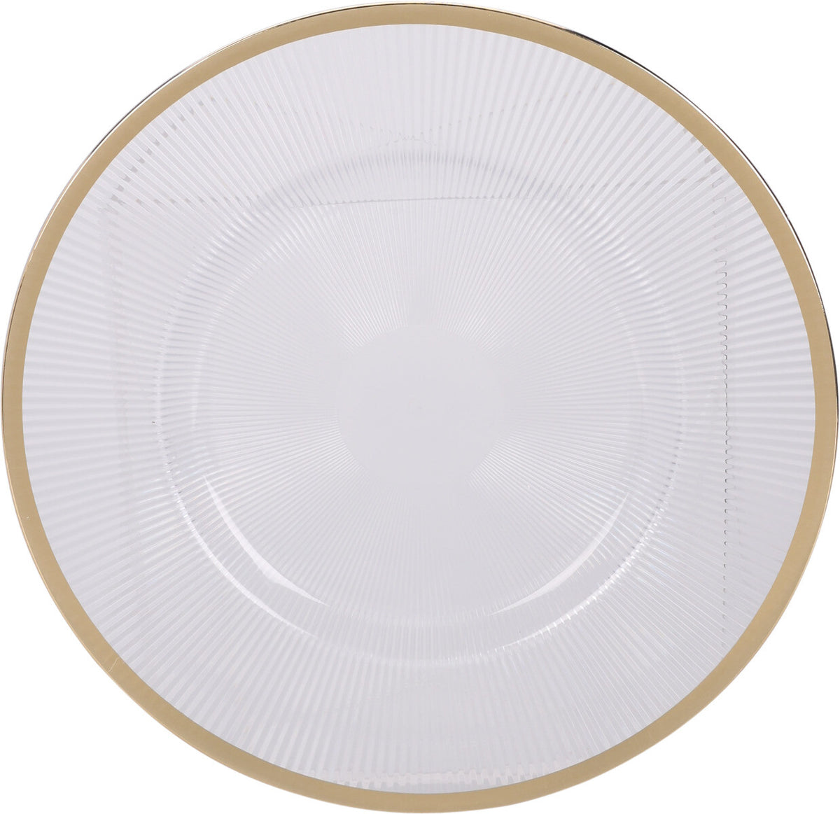 Round Transparent Plate with Gold Rim, 33 cm Plastic Charger Plate