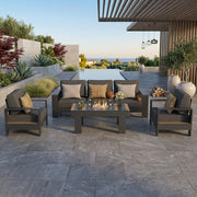 Modern Aluminum Patio Conversation Set with Fire Pit Table