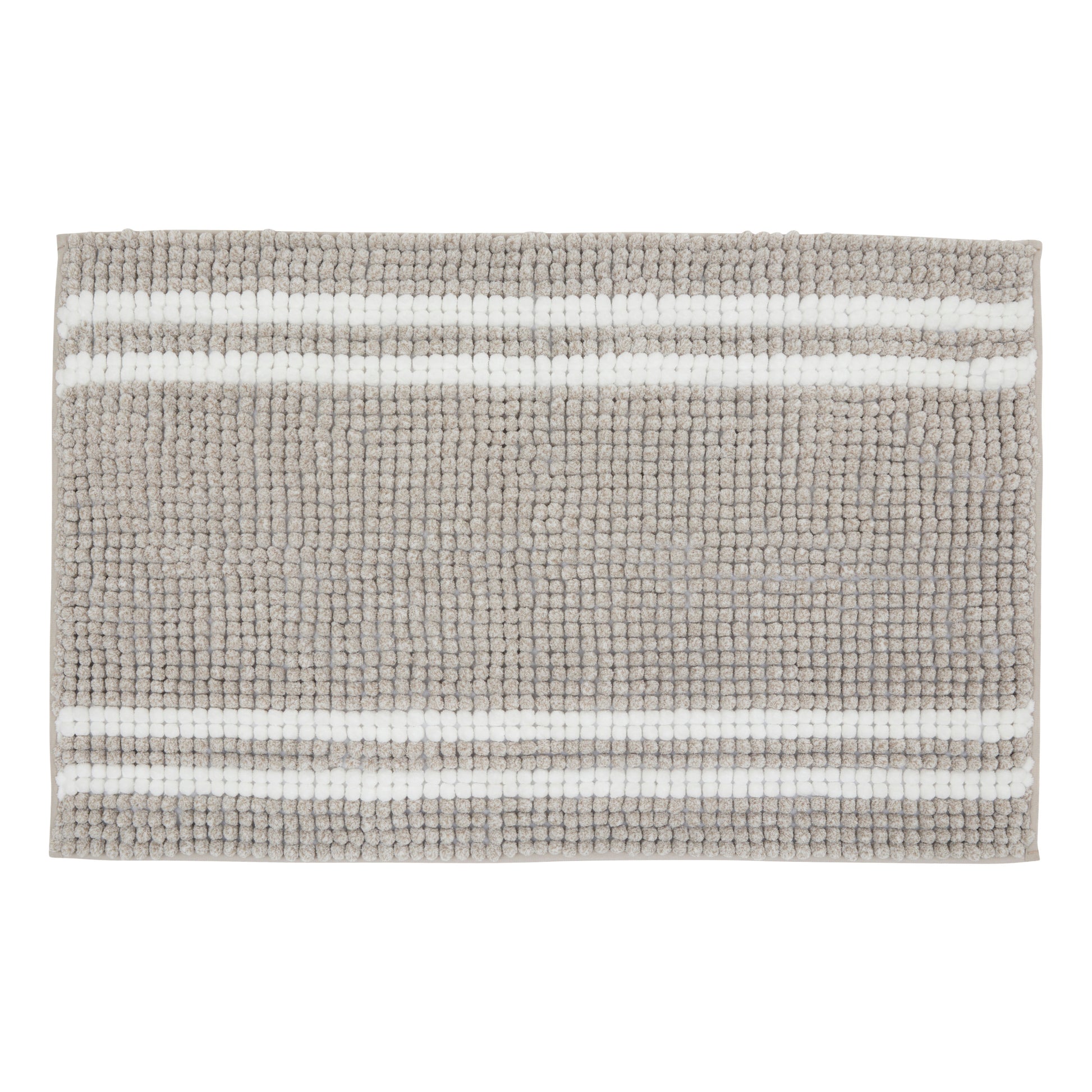 Bathmat 50 x 80 cm Mini Chenille Polyester Bath Mat, Grey/Brown
