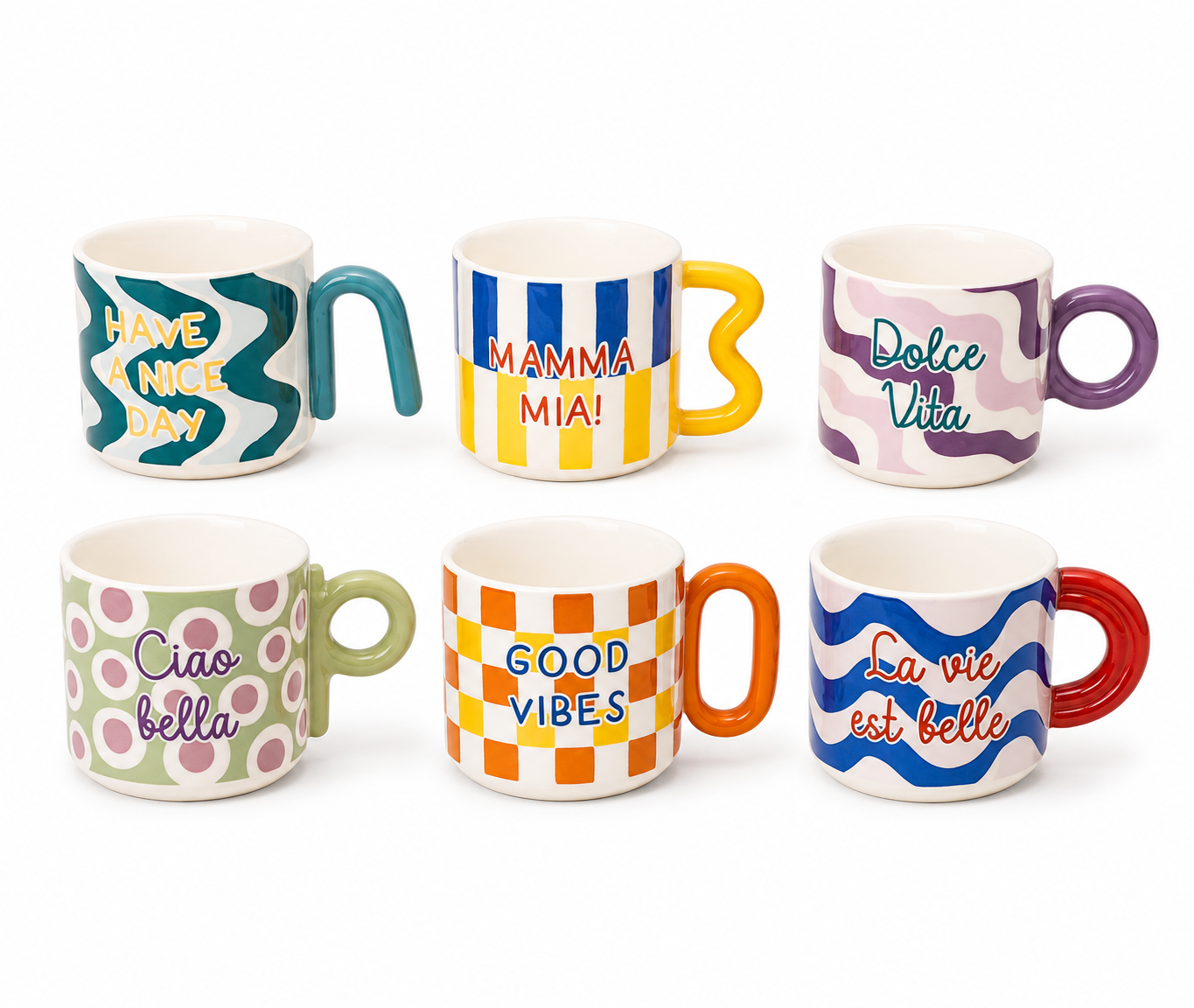 Set of 6 Porcelain Coffee Cups – Energy – Ø6 × H6 cm