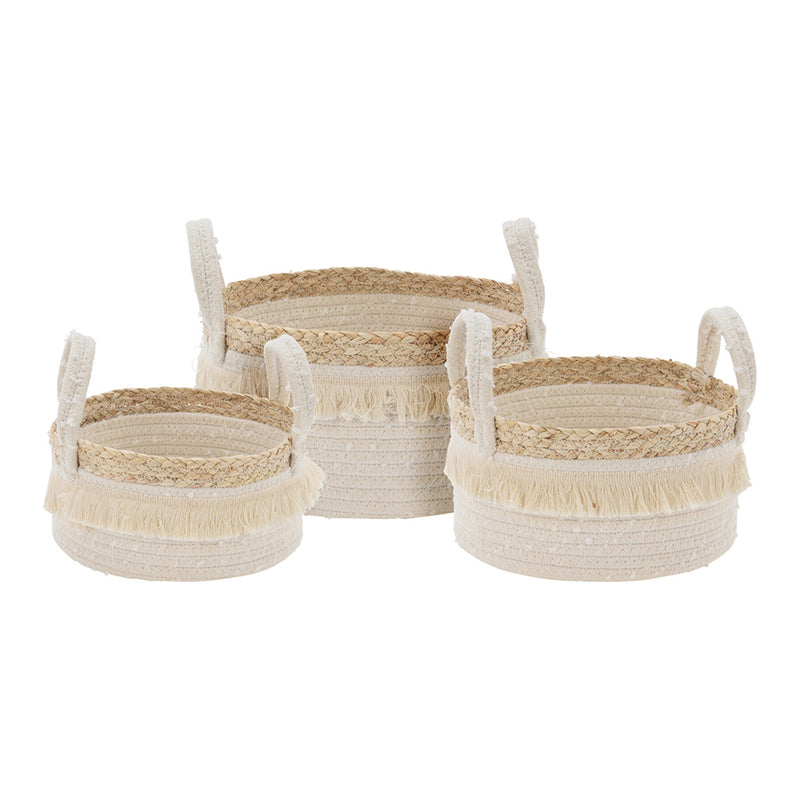 Basket Katoen W Maize Natural and White Fringe