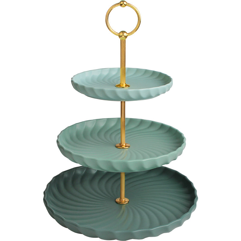 3-Level Cake Stand – Ceramic, Matte Glaze, Relief Texture