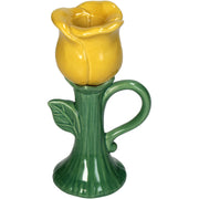 Yellow Tulip Candlestick Made of Fine Earthenware