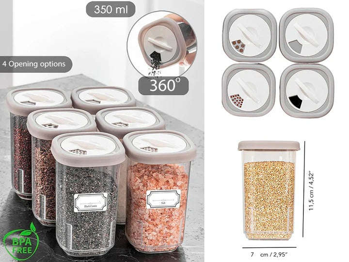 Plastic Spice Jar with 4 Opening Options