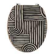 Toilet Seat Ethnic Vibes Wood-Printed MDF Adjustable Hinges