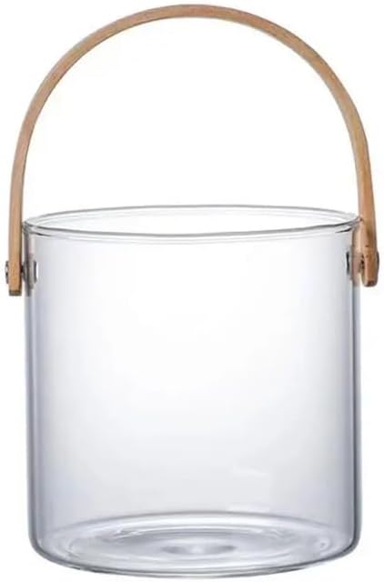 Glass Serving Bowl with Bamboo Handle, Heat-Resistant, 1.45L, Clear