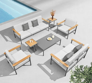 Aluminum Lounge Set Outdoor Garden Furniture 3+2+1+1 with Table