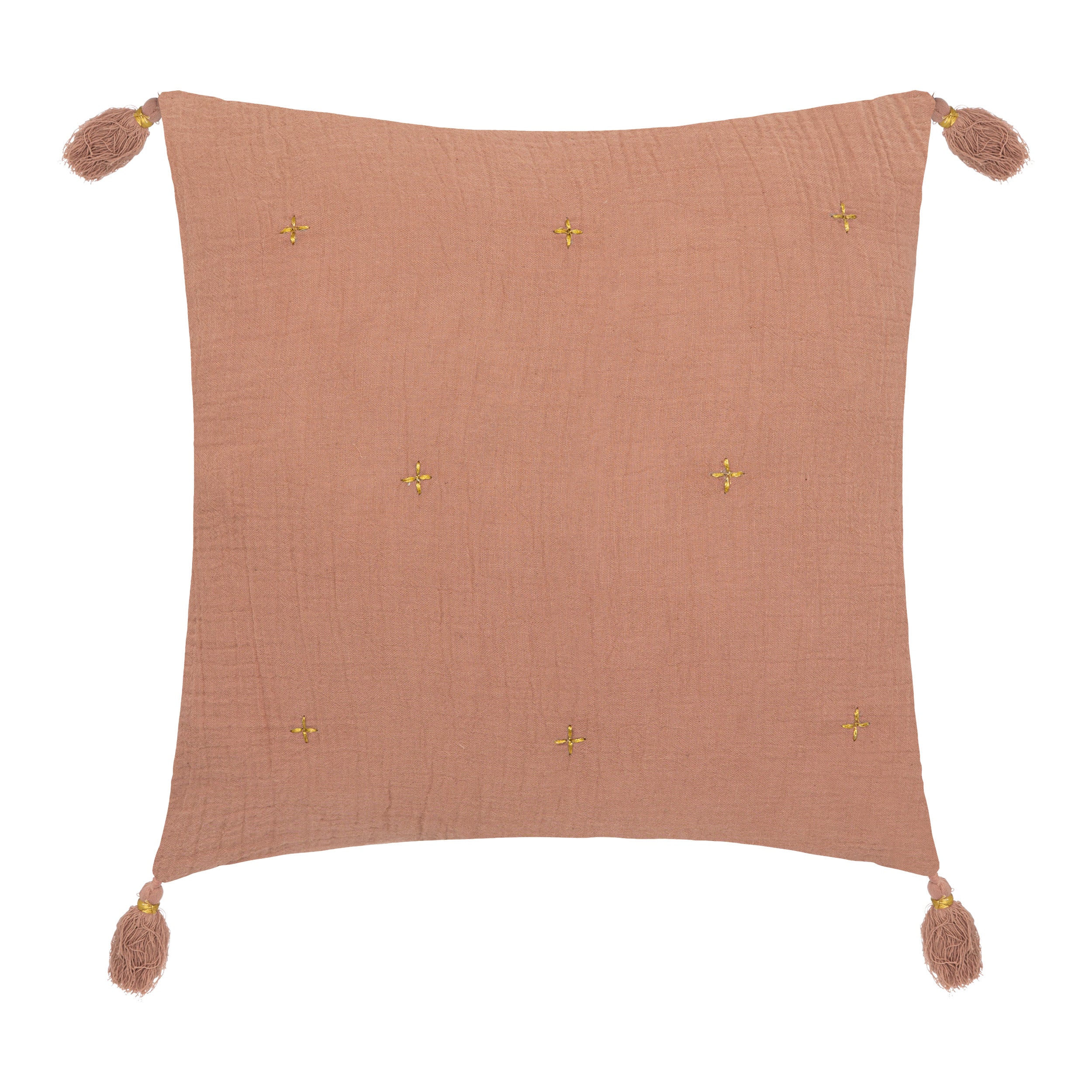 Cushion "Jamana" 40 x 40 cm Removable Cover, Gold Embroidery & Tassels