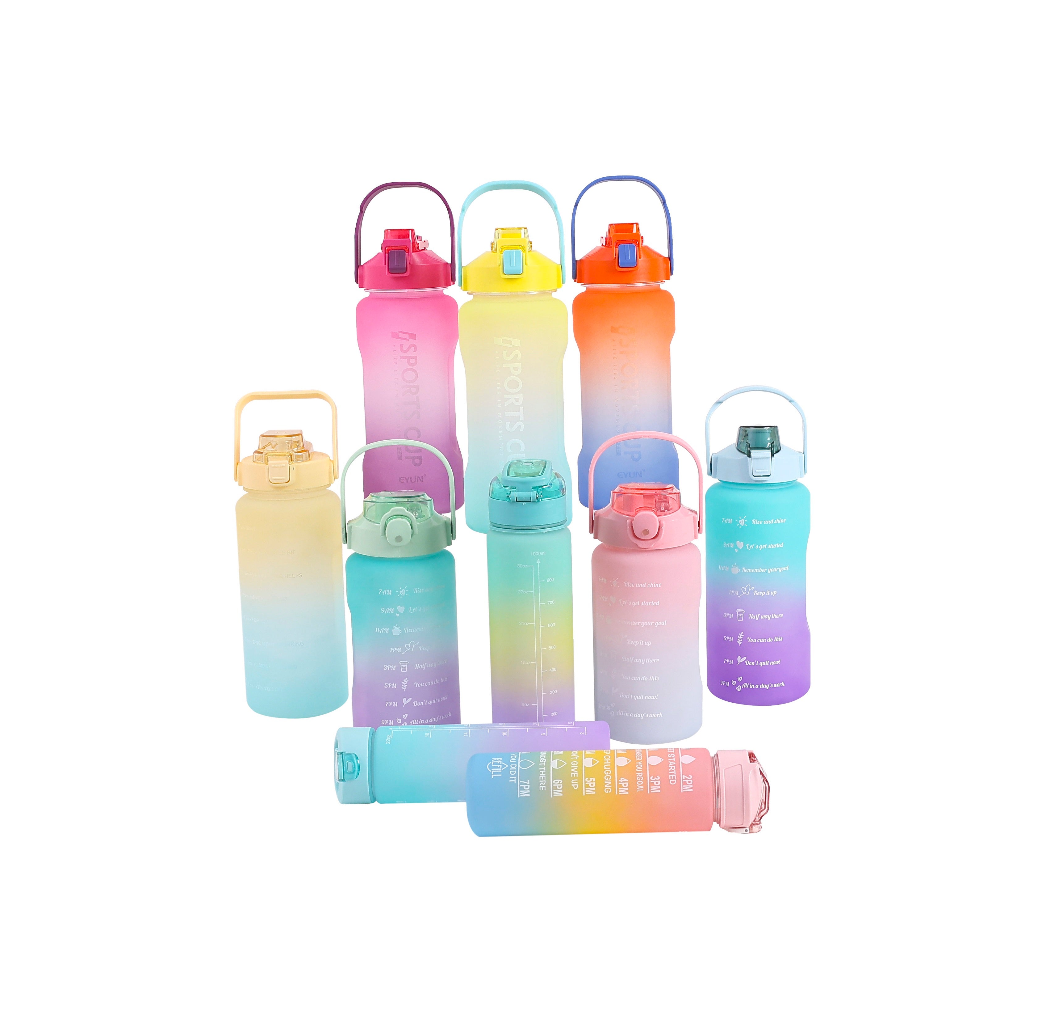 Motivational Water Bottle 1000mL with Colorful Design