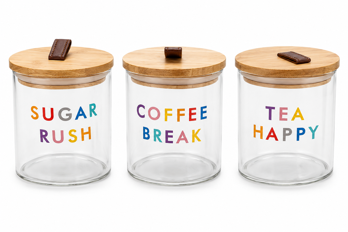 Set of 3 Glass Storage Jars with Bamboo Lids – 10 × 11.5 cm