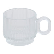 Espresso Cup Lorene 10 cl Transparent Glass - Ribbed Design