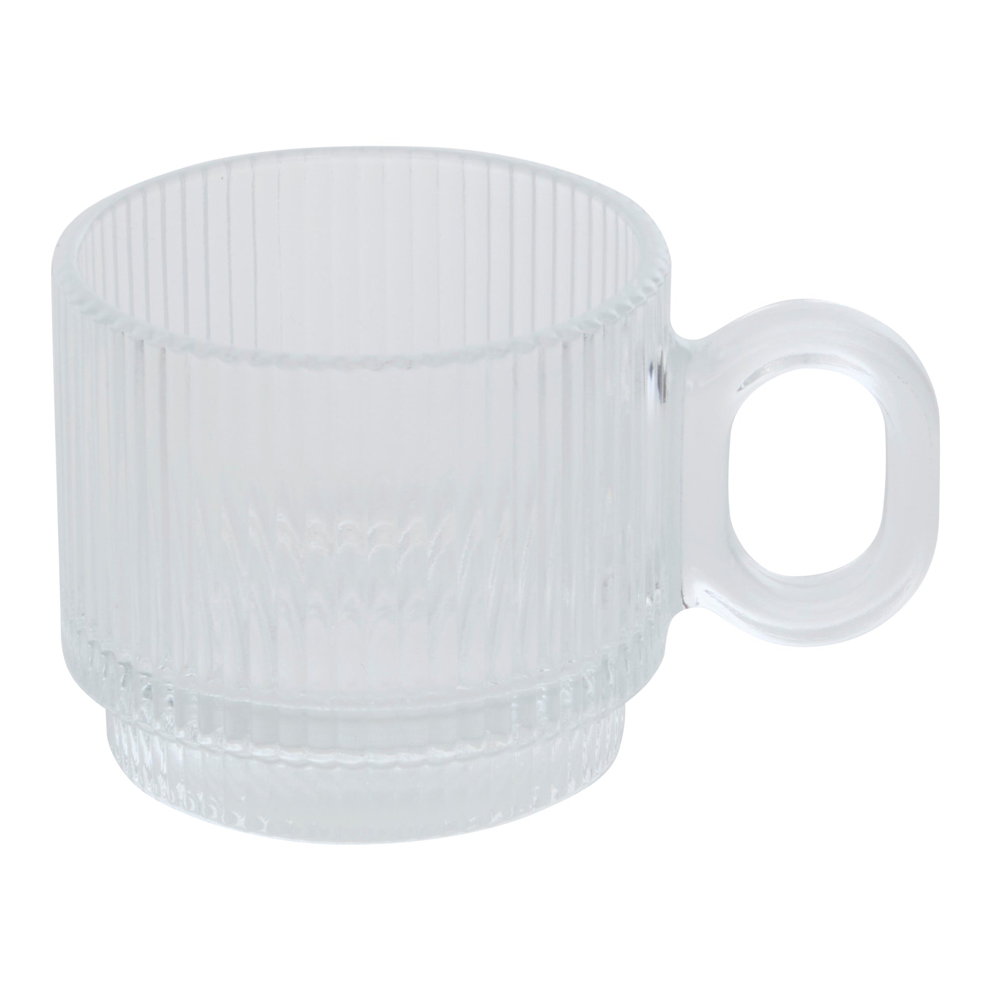 Espresso Cup Lorene 10 cl Transparent Glass - Ribbed Design