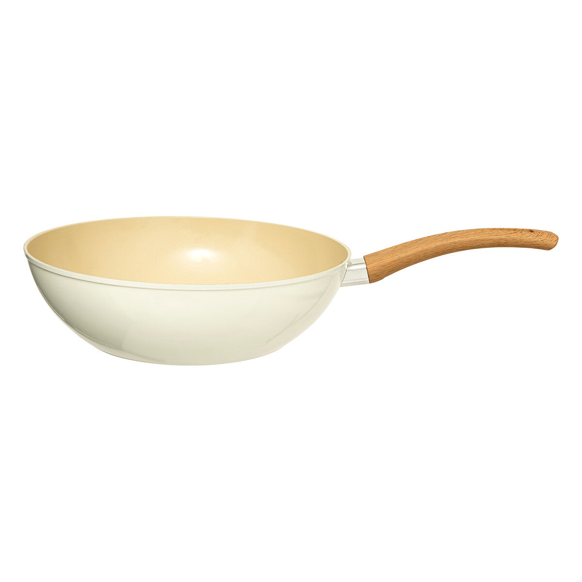 Beige Forged Aluminum Wok with Bakelite Handle