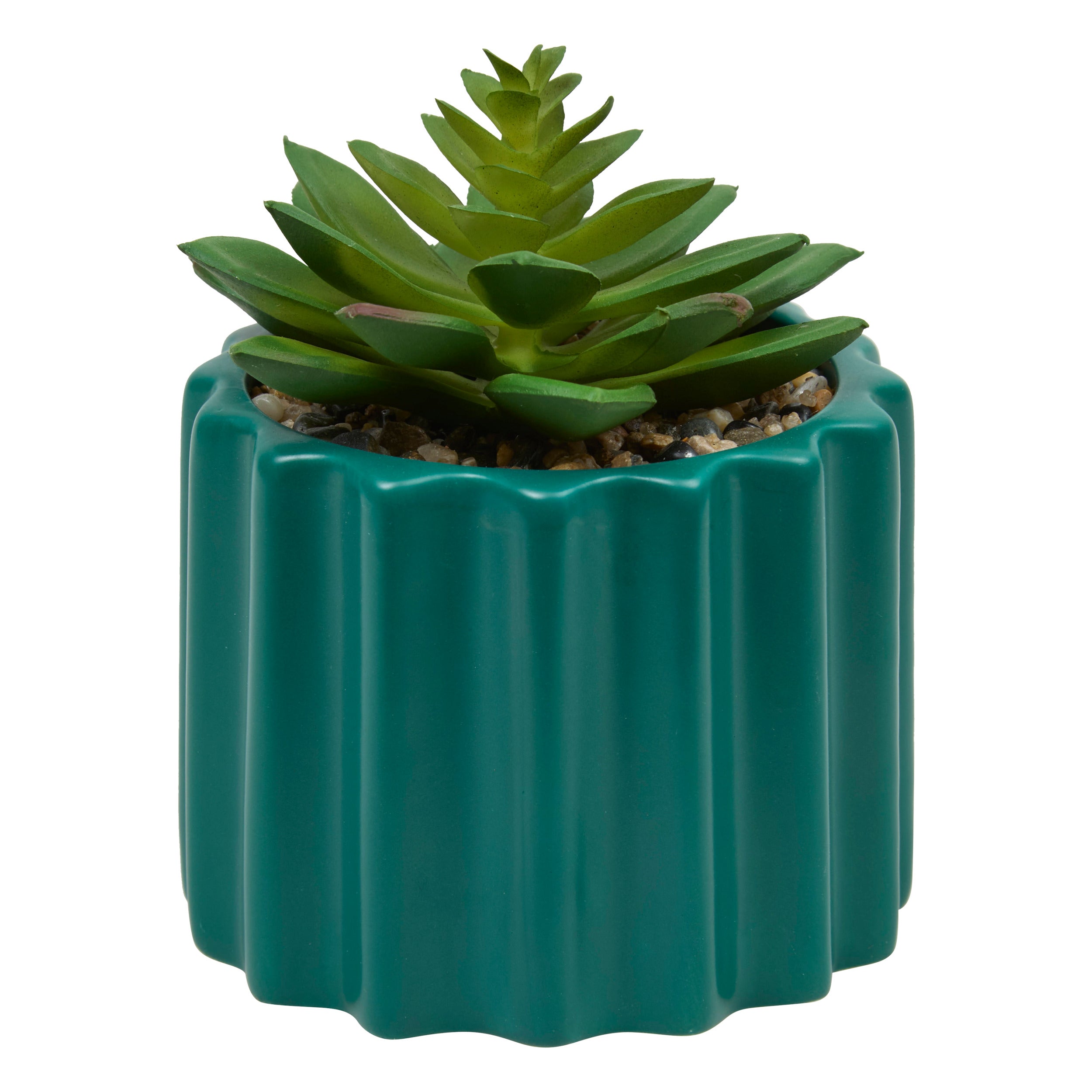 Artificial Potted Plant "Flow" - Small Glazed Ceramic Succulent