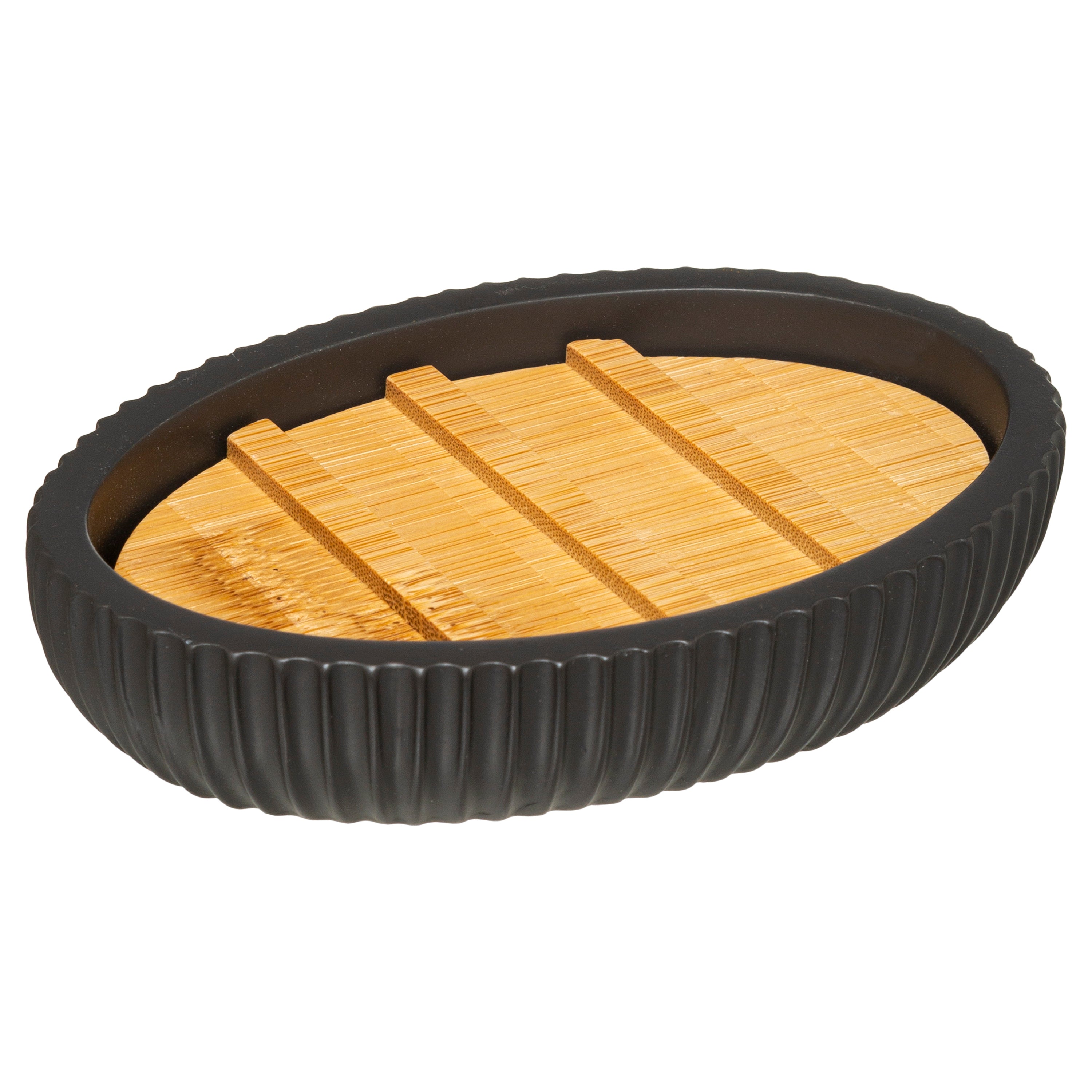 SOAP DISH MODERN - Bamboo Base and Polyresin Body