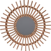 MIRROR WOOD NATURAL Round Boho Style, 50cm