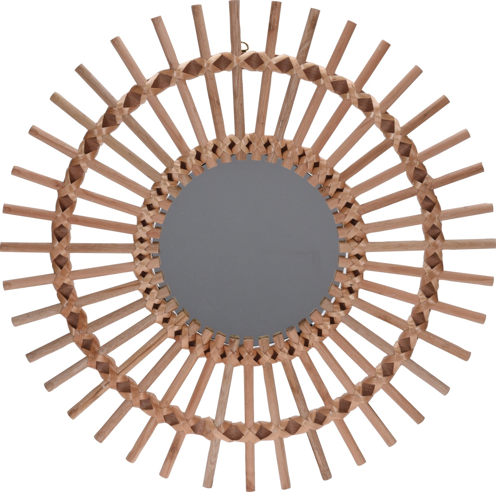 MIRROR WOOD NATURAL Round Boho Style, 50cm