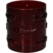 Candle Holder Fishes Red Glass Decorative Accent